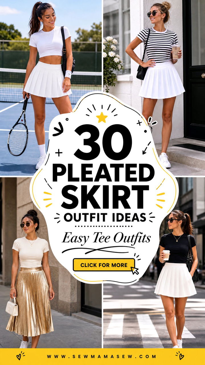 30 Pleated Skirt Outfit Ideas With A Tee For Easy Style - 30 Pleated Skirt Outfit Ideas With A Tee For Easy Style