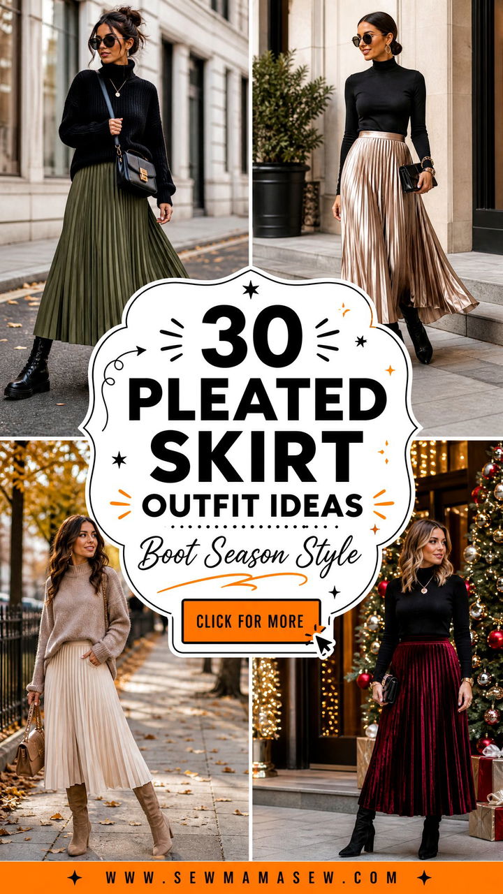30 Pleated Skirt Outfit Ideas With Boots For Cool Weather - 30 Pleated Skirt Outfit Ideas With Boots For Cool Weather