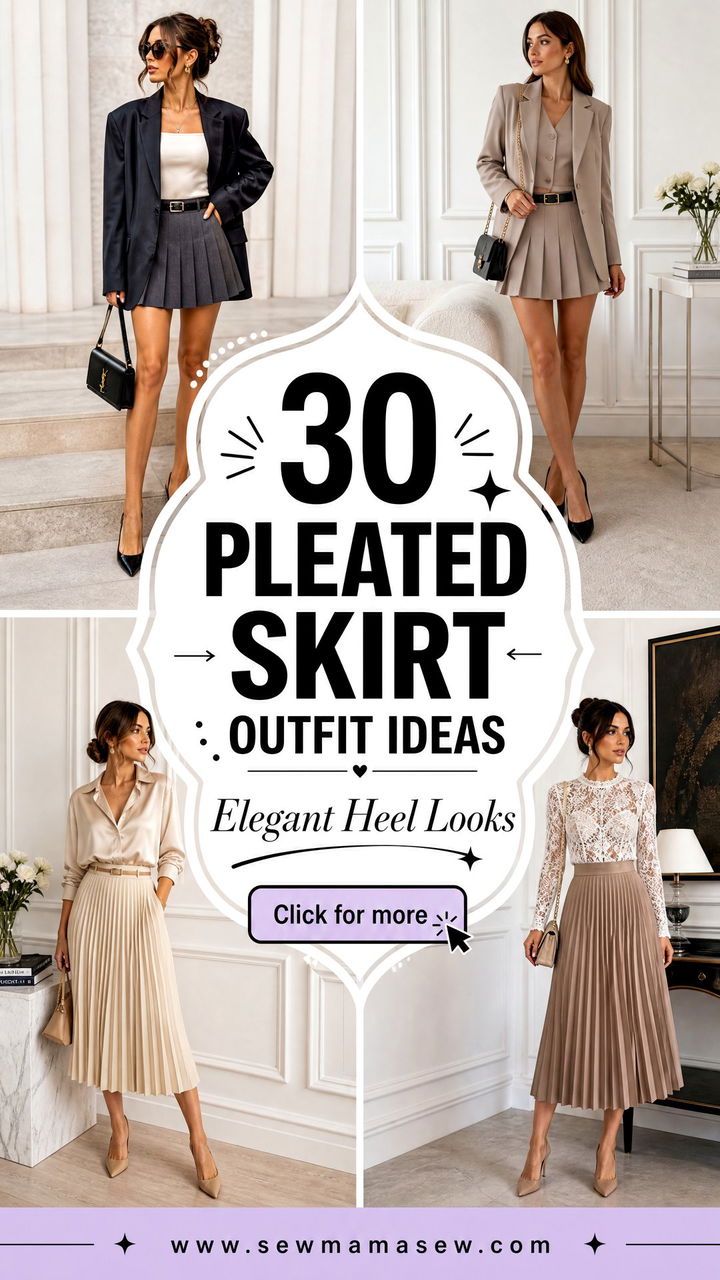 30 Pleated Skirt Outfit Ideas With Heels For Elegant Looks - 30 Pleated Skirt Outfit Ideas With Heels For Elegant Looks