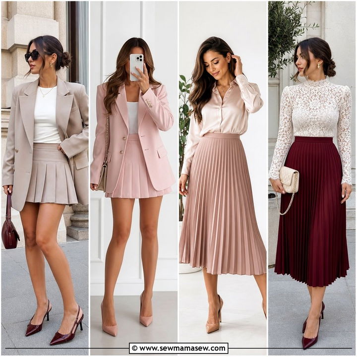 30 Pleated Skirt Outfit Ideas With Heels For Elegant Looks