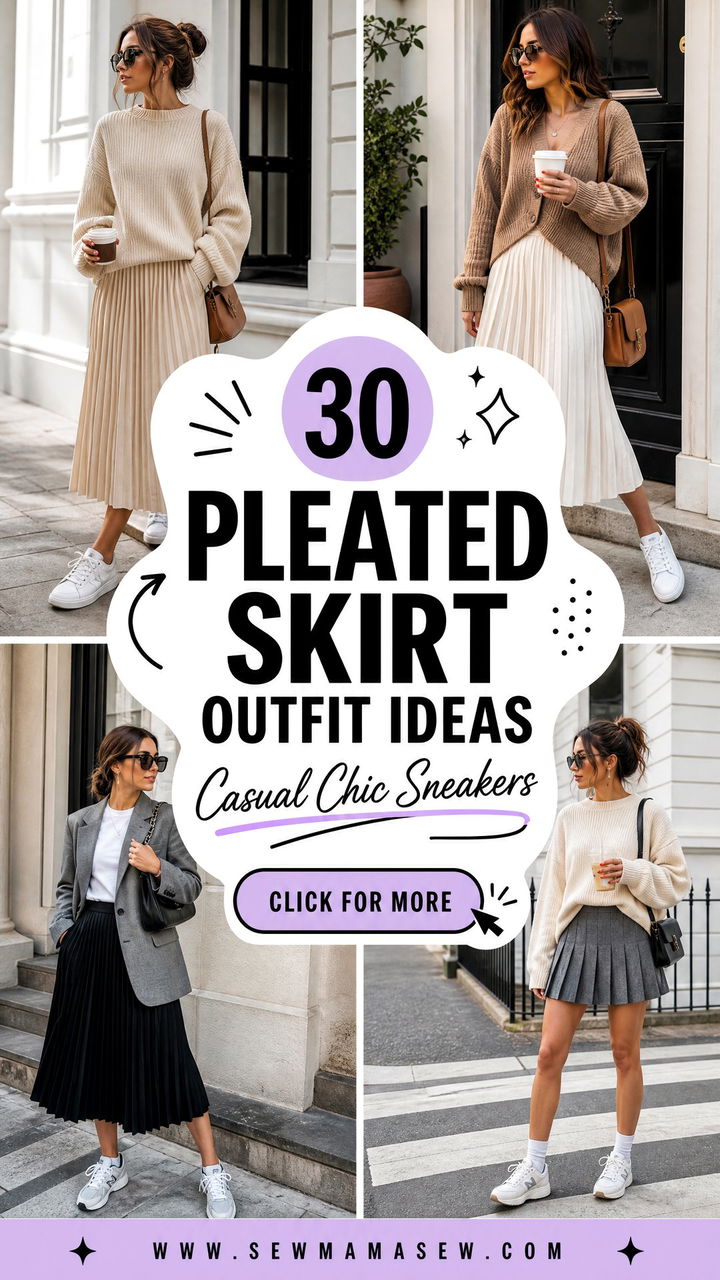 30 Pleated Skirt Outfit Ideas With Sneakers For Casual Chic - 30 Pleated Skirt Outfit Ideas With Sneakers For Casual Chic