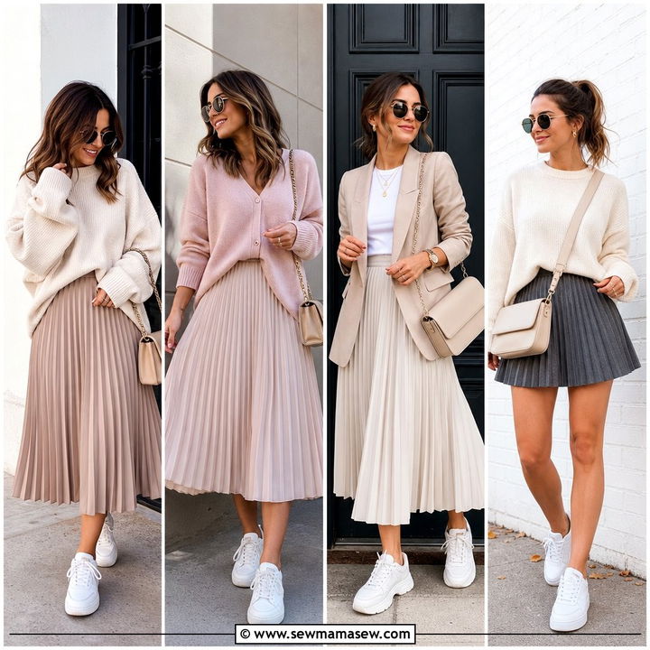 30 Pleated Skirt Outfit Ideas With Sneakers For Casual Chic