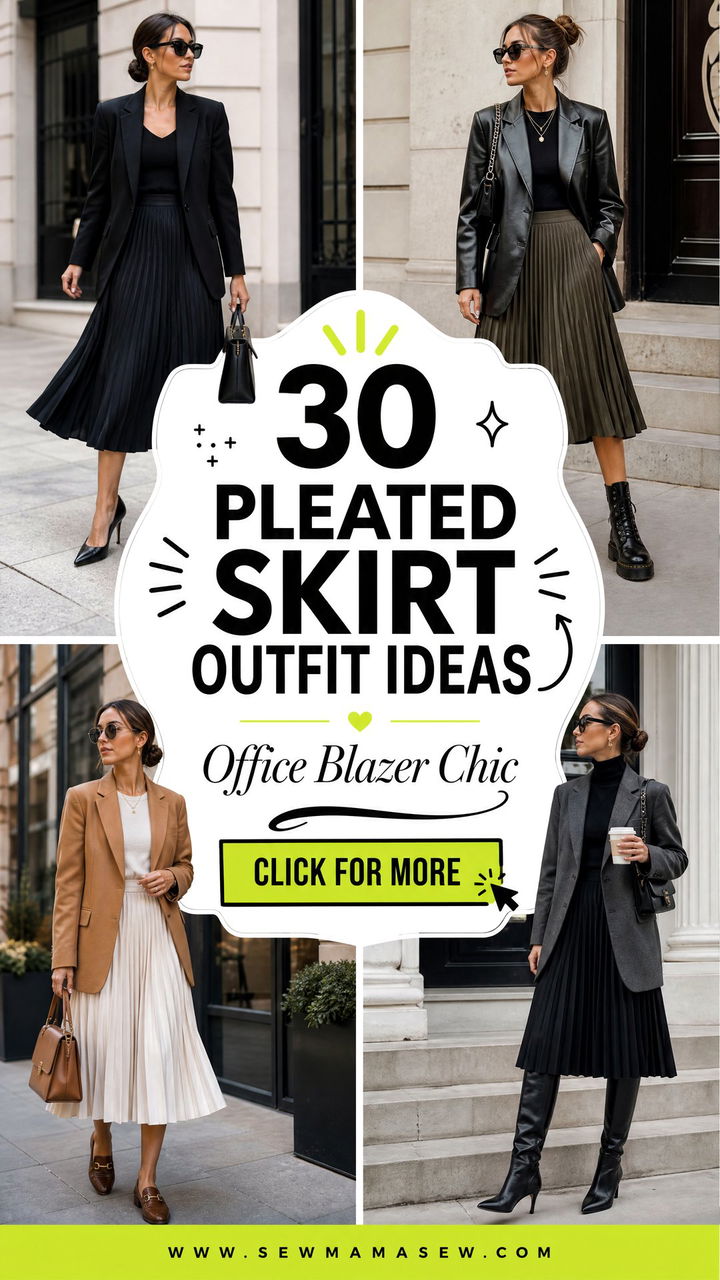 30 Pleated Skirt Outfit Ideas With a Blazer for Office Chic - 30 Pleated Skirt Outfit Ideas With a Blazer for Office Chic