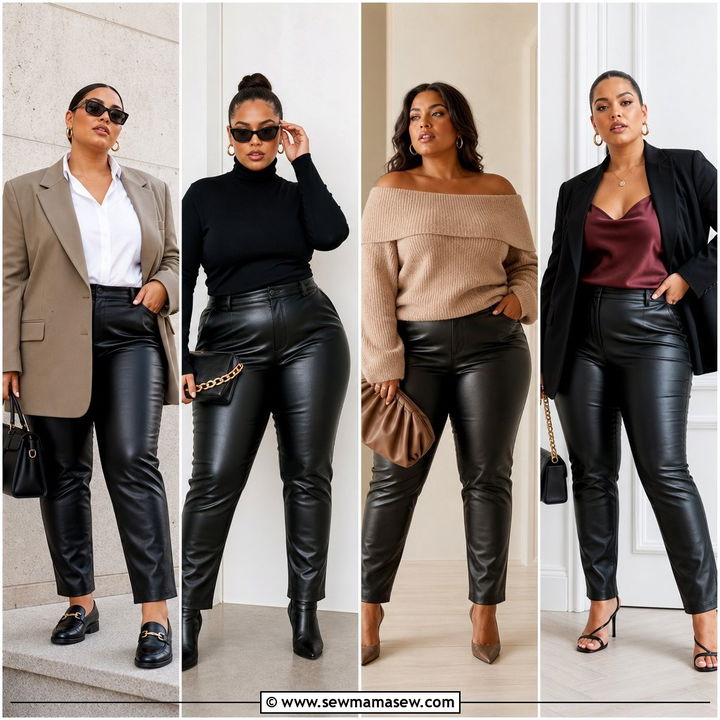 30 Plus Size Outfit Ideas With Leather Pants for Bold Looks