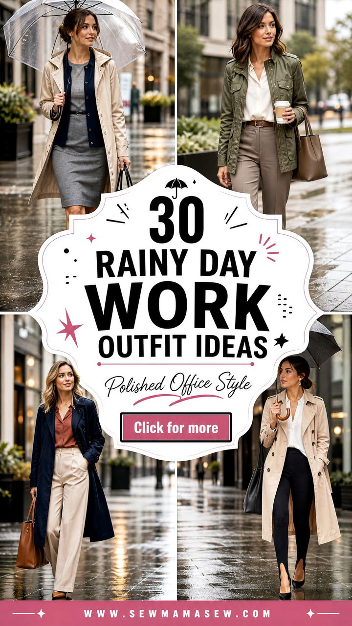 30 Rainy Day Work Outfit Ideas for Polished Office Style - 30 Rainy Day Work Outfit Ideas for Polished Office Style