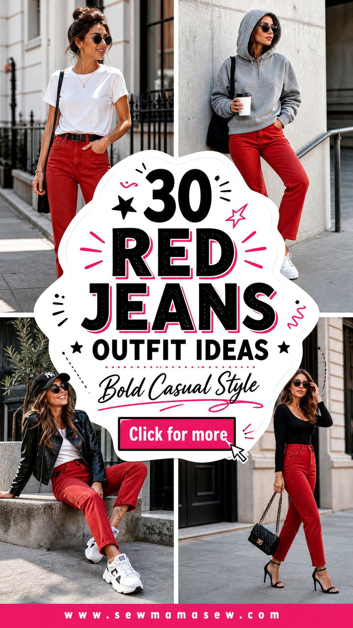30 Red Jeans Outfit Ideas for Bold Casual Style This Season - 30 Red Jeans Outfit Ideas for Bold Casual Style This Season