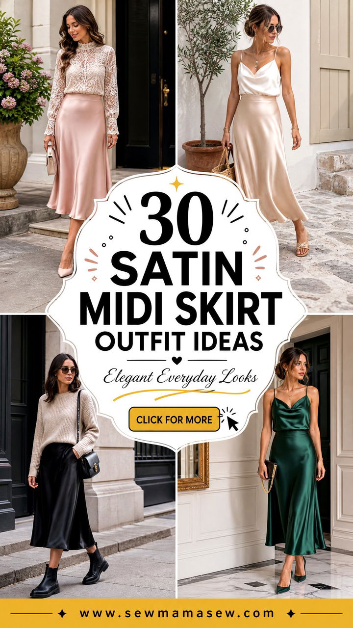 30 Satin Midi Skirt Outfit Ideas for Elegant Everyday Looks - 30 Satin Midi Skirt Outfit Ideas for Elegant Everyday Looks