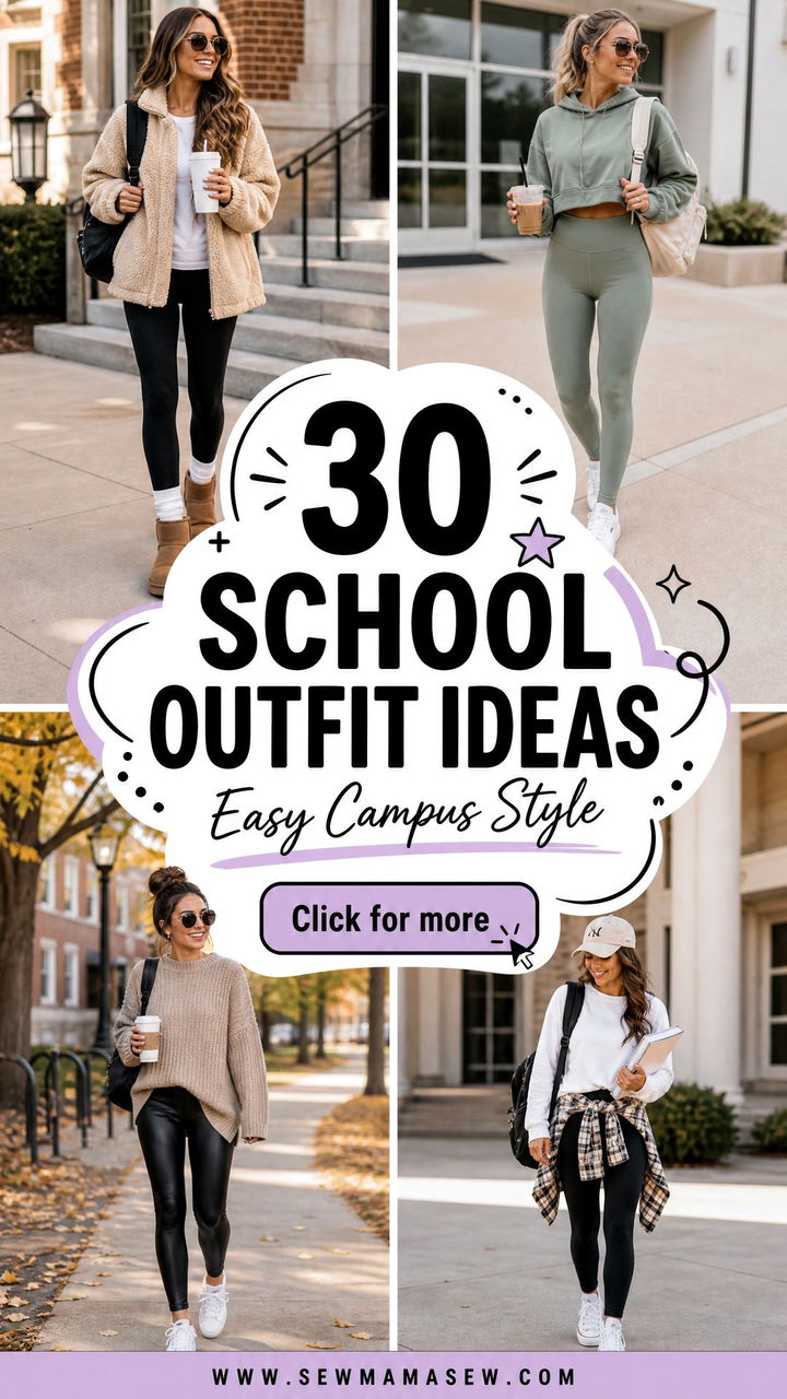 30 School Outfit Ideas With Leggings for Easy Campus Style - 30 School Outfit Ideas With Leggings for Easy Campus Style