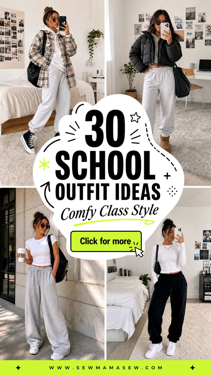 30 School Outfit Ideas With Sweatpants for Comfy Class Style - 30 School Outfit Ideas With Sweatpants for Comfy Class Style