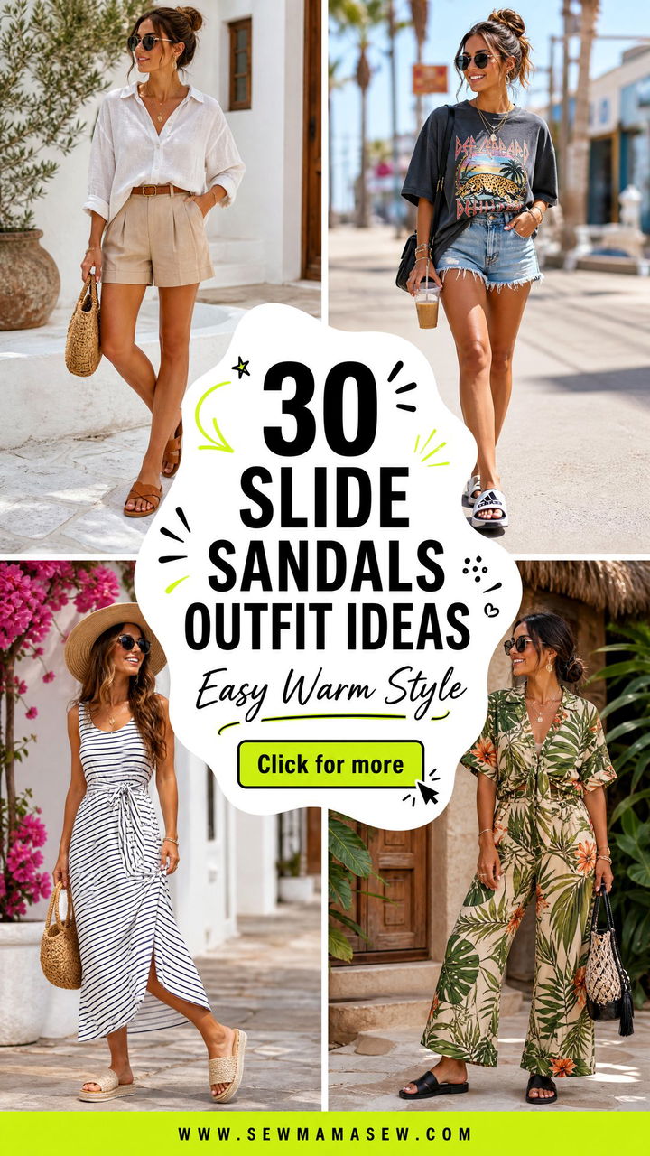 30 Slide Sandals Outfit Ideas for Easy Warm-Weather Style - 30 Slide Sandals Outfit Ideas for Easy Warm-Weather Style