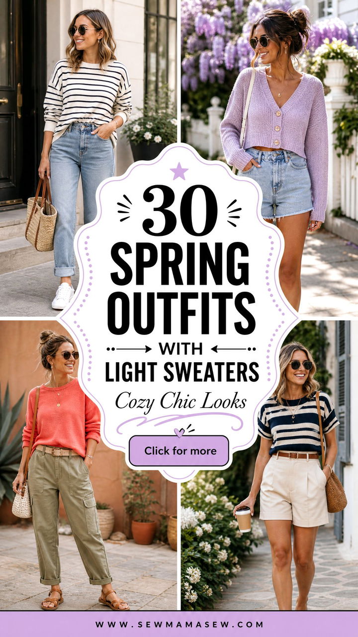 30 Spring Outfits With Light Sweaters Cozy-Chic Looks - 30 Spring Outfits With Light Sweaters: Cozy-Chic Looks