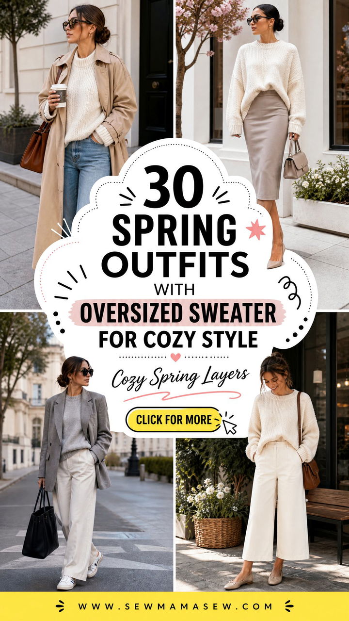 30 Spring Outfits With Oversized Sweater For Cozy Style - 30 Spring Outfits With Oversized Sweater For Cozy Style