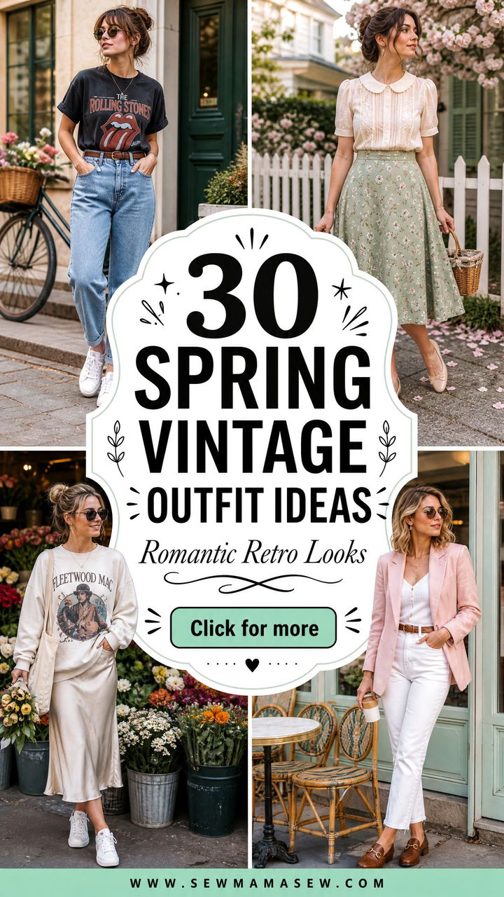 30 Spring Vintage Outfit Ideas for Romantic Everyday Style - 30 Spring Vintage Outfit Ideas for Romantic Everyday Style
