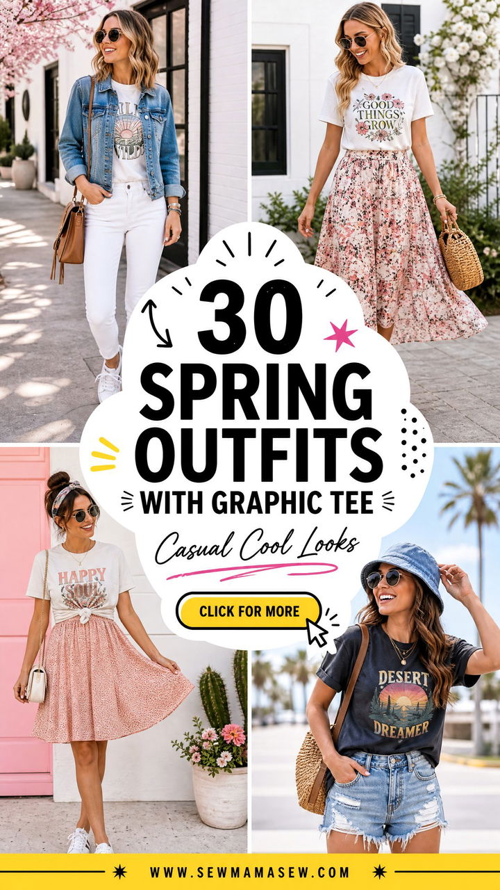 30 Spring outfits with graphic tee Casual Cool Looks - 30 Spring outfits with graphic tee: Casual Cool Looks