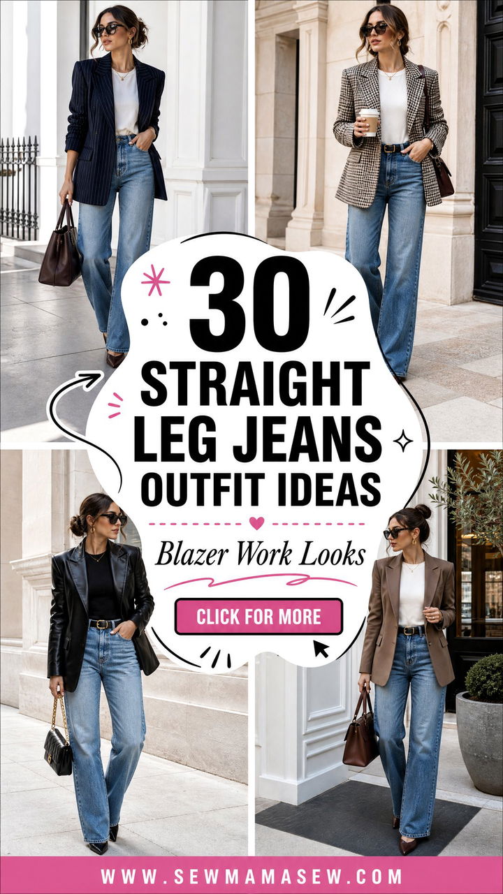 30 Straight Leg Jeans Outfit Ideas With A Blazer For Work - 30 Straight Leg Jeans Outfit Ideas With A Blazer For Work