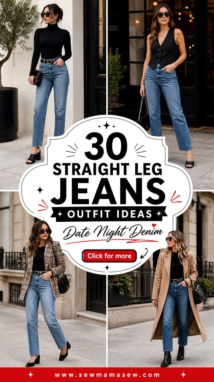 30 Straight Leg Jeans Outfit Ideas With Heels For Date Nights - 30 Straight Leg Jeans Outfit Ideas With Heels For Date Nights