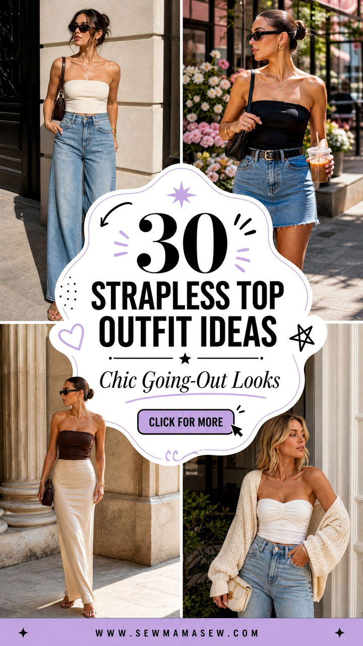30 Strapless Top Outfit Ideas For Chic Going-Out Looks - 30 Strapless Top Outfit Ideas For Chic Going-Out Looks