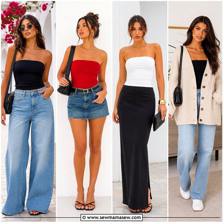 30 Strapless Top Outfit Ideas For Chic Going-Out Looks