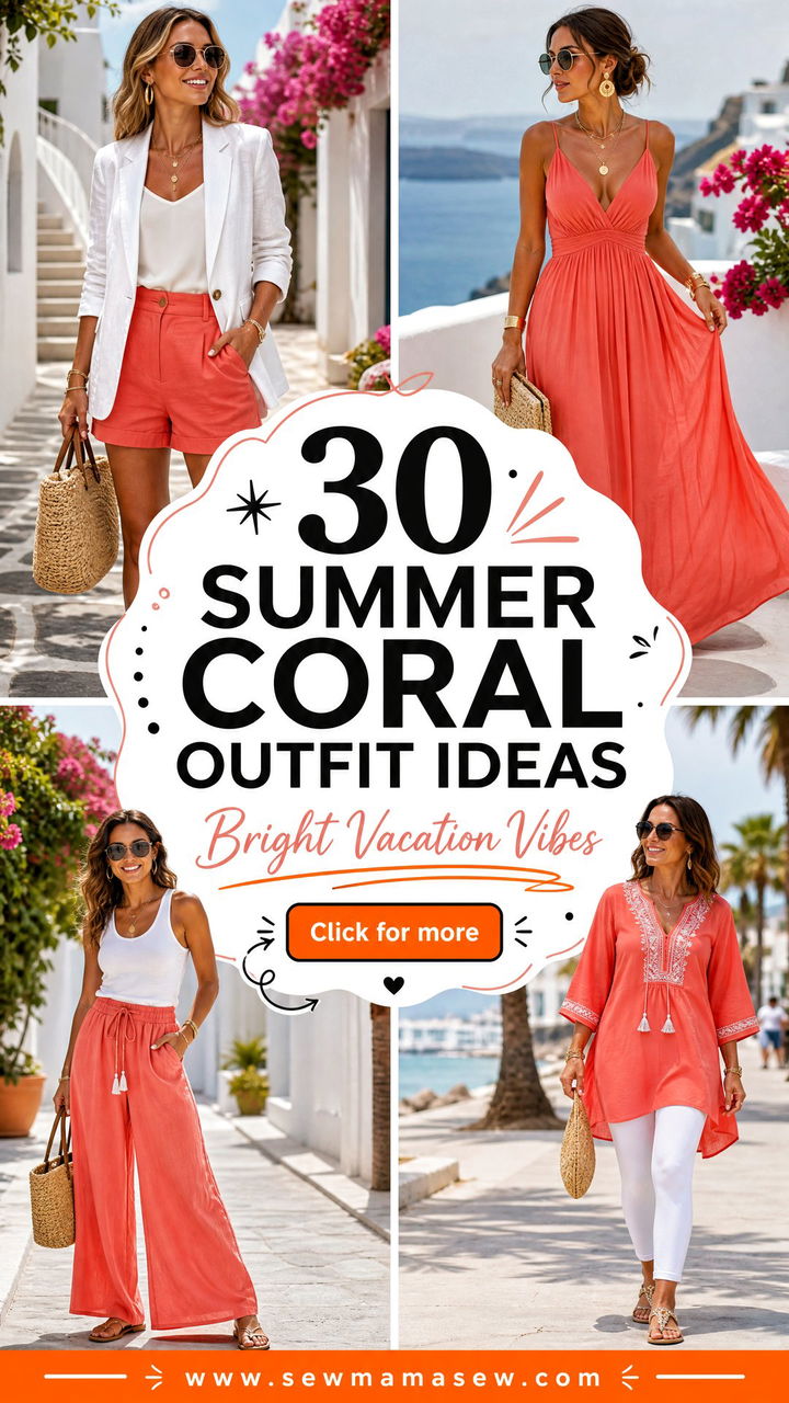 30 Summer Coral Outfit Ideas for Bright Vacation Vibes - 30 Summer Coral Outfit Ideas for Bright Vacation Vibes