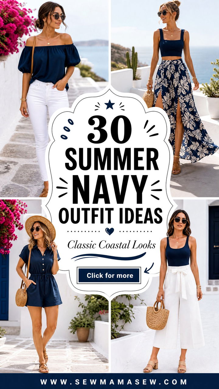 30 Summer Navy Outfit Ideas for Classic Coastal Style - 30 Summer Navy Outfit Ideas for Classic Coastal Style