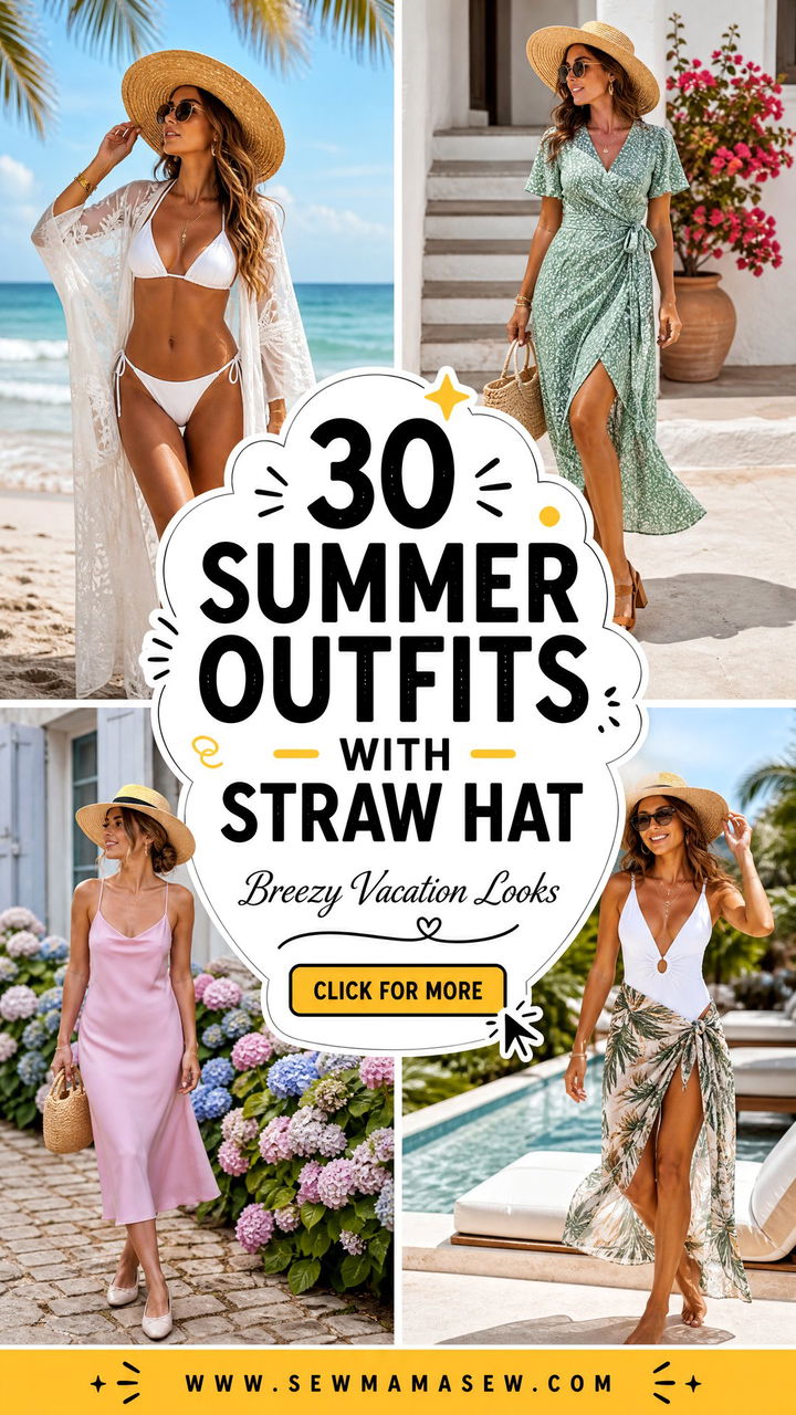 30 Summer Outfits With Straw Hat Breezy Vacation Looks - 30 Summer Outfits With Straw Hat: Breezy Vacation Looks