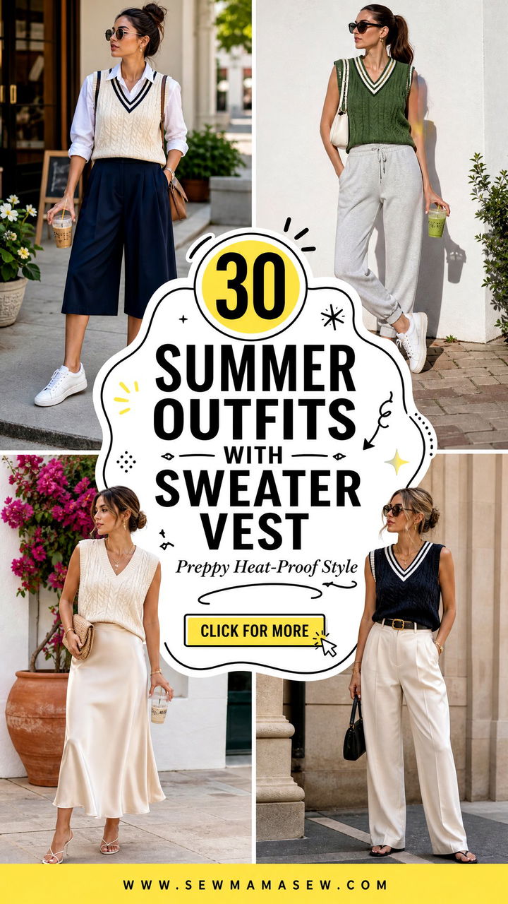 30 Summer Outfits With Sweater Vest Chic Heat-Proof Looks - 30 Summer Outfits With Sweater Vest: Chic Heat-Proof Looks