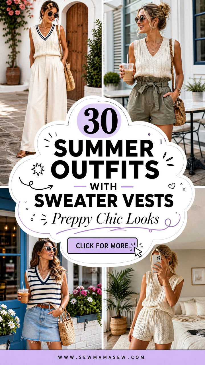 30 Summer Outfits With Sweater Vests Preppy Chic Looks - 30 Summer Outfits With Sweater Vests: Preppy Chic Looks