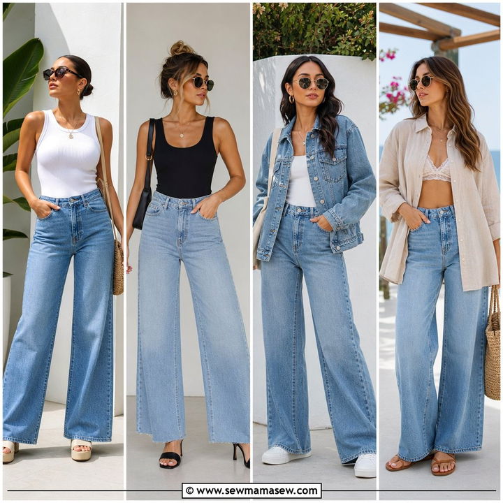 30 Summer Outfits With Wide Leg Jeans: Flattering Looks