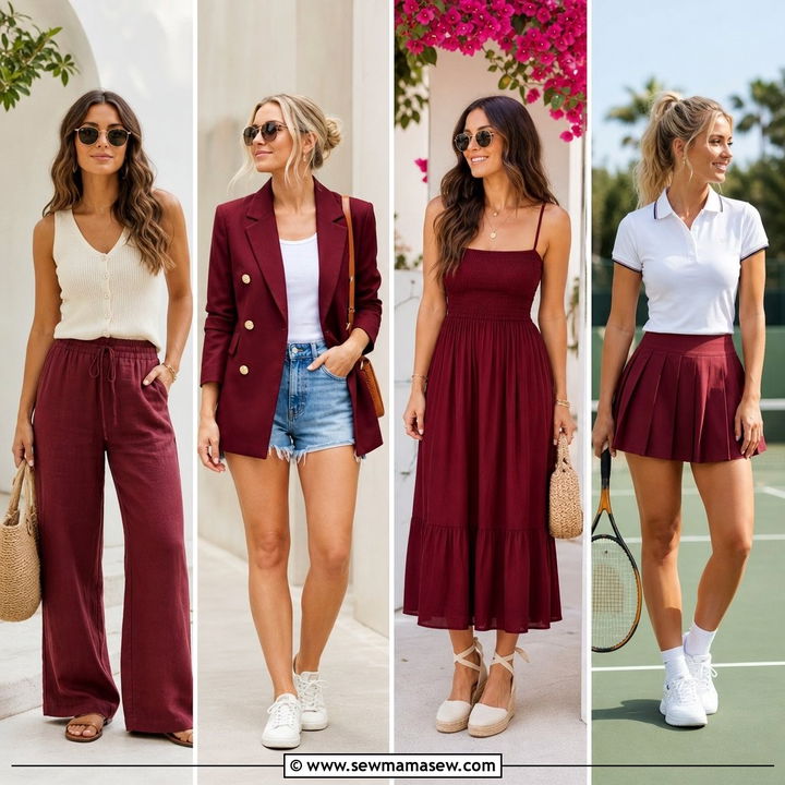 30 Summer Outfits in Burgundy: Rich Chic Warm-Weather Looks