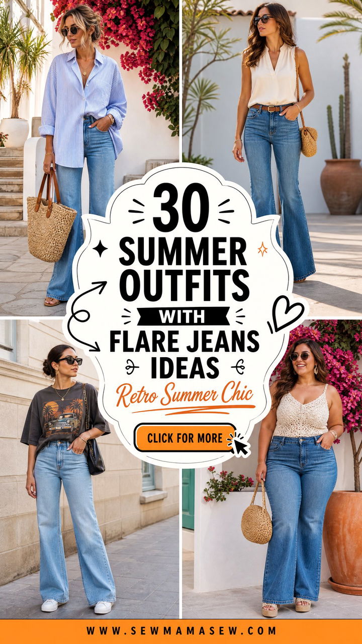 30 Summer outfits with flare jeans Chic Retro Ideas - 30 Summer outfits with flare jeans: Chic Retro Ideas