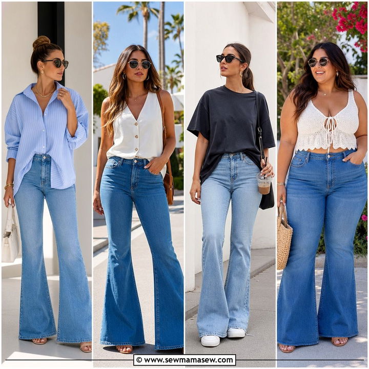 30 Summer Outfits With Flare Jeans: Chic Retro Ideas