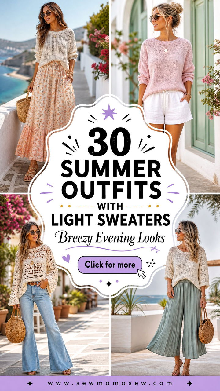 30 Summer outfits with light sweaters for Breezy Evenings - 30 Summer outfits with light sweaters for Breezy Evenings