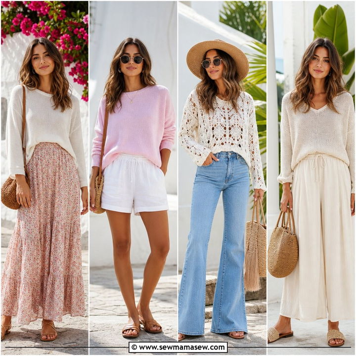 30 Summer outfits with light sweaters for Breezy Evenings