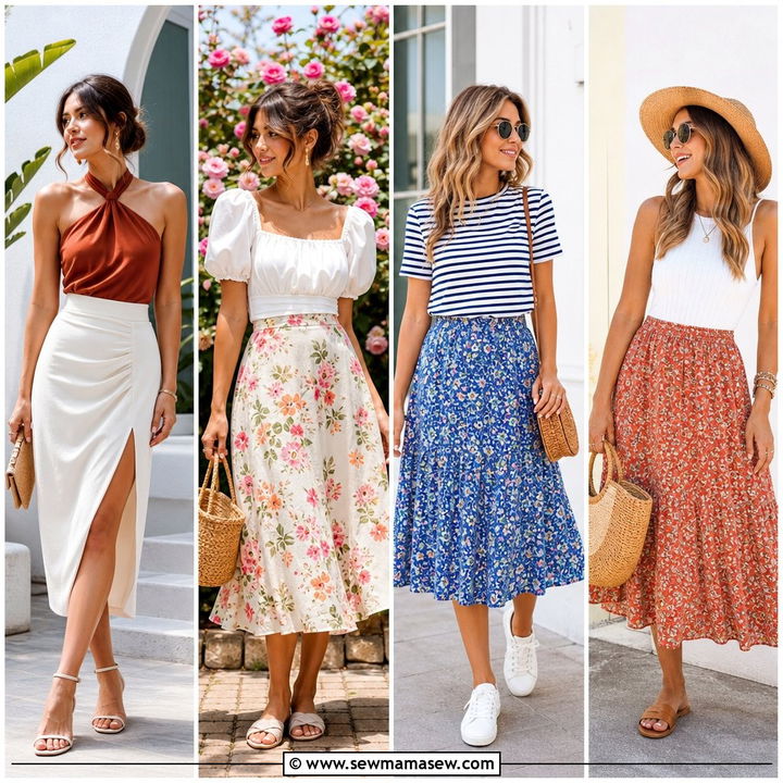 30 Summer Outfits With Midi Skirts: Elegant Easy Looks