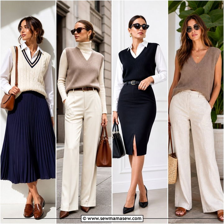 30 Sweater Vest Outfits for Women Over 40: Polished Ideas