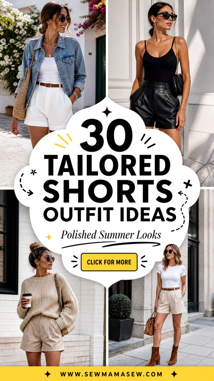 30 Tailored Shorts Outfit Ideas for Polished Summer Style - 30 Tailored Shorts Outfit Ideas for Polished Summer Style