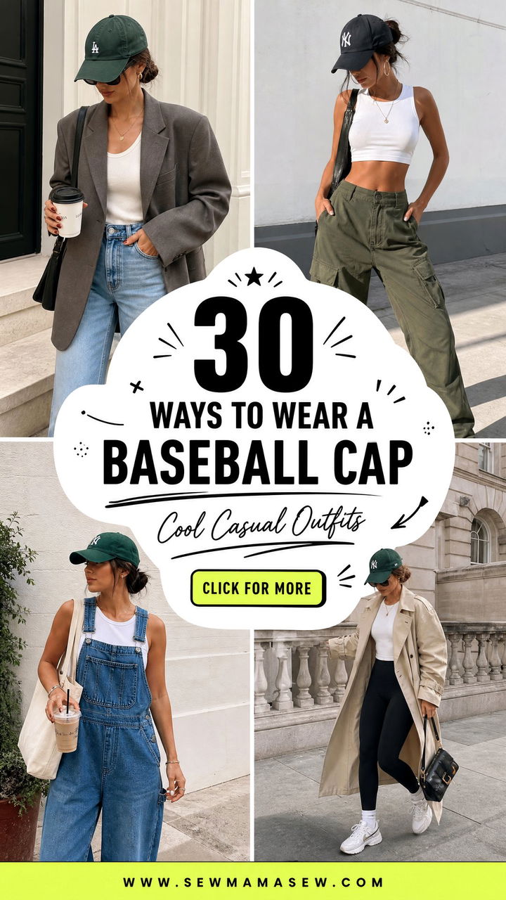 30 Ways to Wear a Baseball Cap for Cool Casual Outfits - 30 Ways to Wear a Baseball Cap for Cool Casual Outfits
