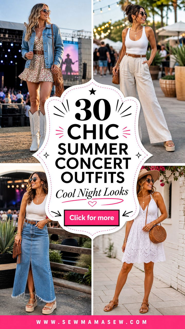 30 chic summer concert outfits for women for Cool Nights - 30 chic summer concert outfits for women for Cool Nights