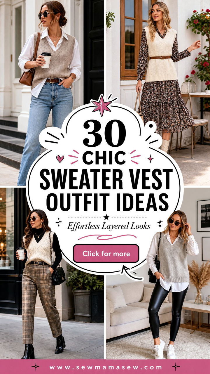 30 chic sweater vest outfit ideas for Effortless Layers - 30 chic sweater vest outfit ideas for Effortless Layers