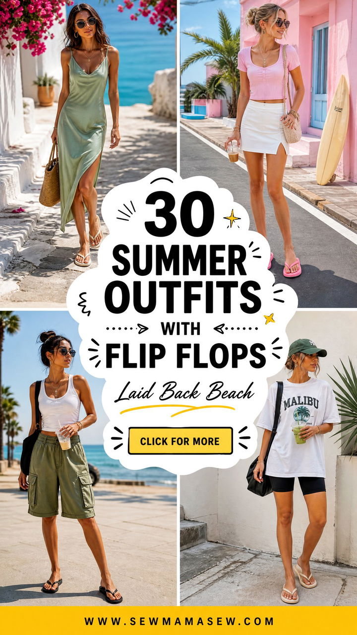 30 summer outfits with flip flops for Laid-Back Beach Style - 30 summer outfits with flip flops for Laid-Back Beach Style