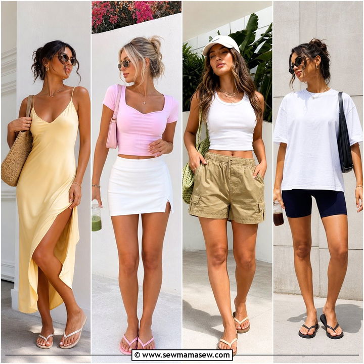 30 summer outfits with flip flops for Laid-Back Beach Style
