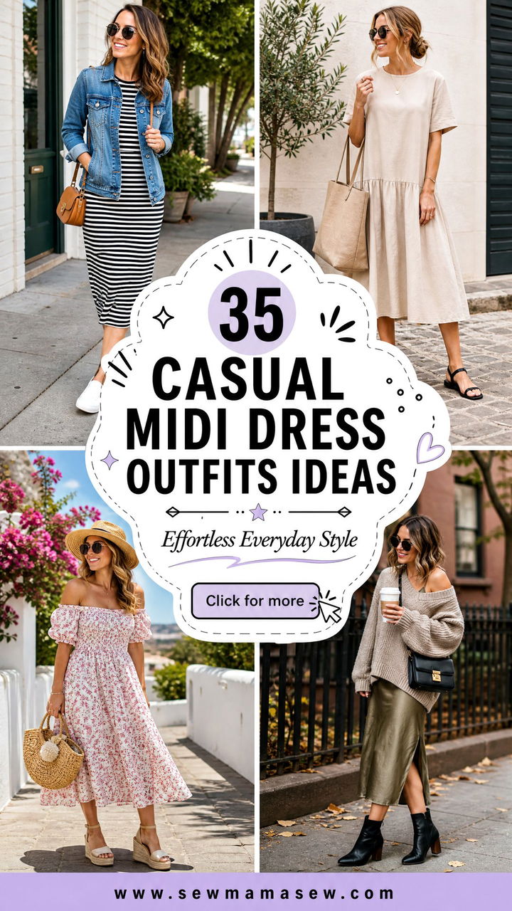 35 Casual Midi Dress Outfits for Effortless Everyday Style - 35 Casual Midi Dress Outfits for Effortless Everyday Style