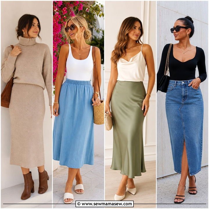 35 Casual Midi Skirt Outfits for Feminine Everyday Style