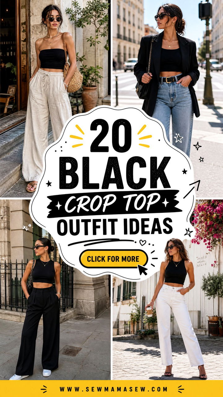 20 Black Crop Top Outfit Ideas for Versatile Street Style - 20 Black Crop Top Outfit Ideas for Versatile Street Style