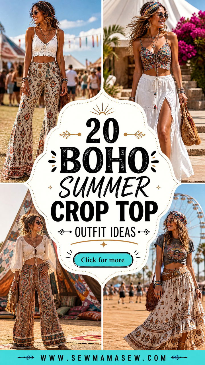 20 Boho Summer Crop Top Outfit Ideas for Festival-Ready Style - 20 Boho Summer Crop Top Outfit Ideas for Festival-Ready Style