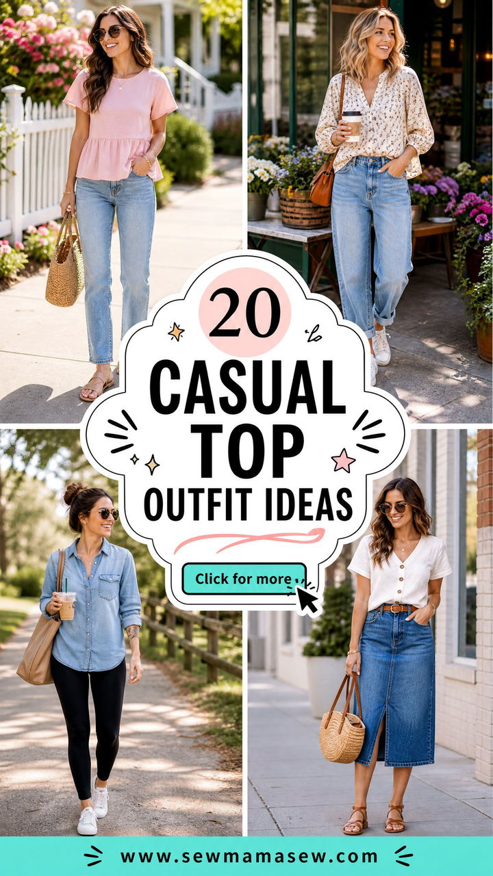 20 Casual Top Outfit Ideas for Easy Chic Everyday Style - 20 Casual Top Outfit Ideas for Easy, Chic Everyday Style