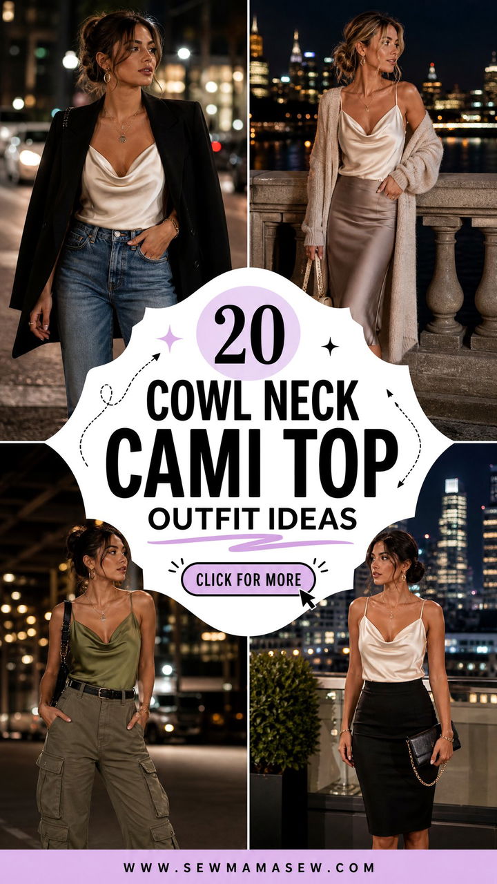20 Cowl Neck Cami Top Outfit Ideas for Sleek Evening Style - 20 Cowl Neck Cami Top Outfit Ideas for Sleek Evening Style