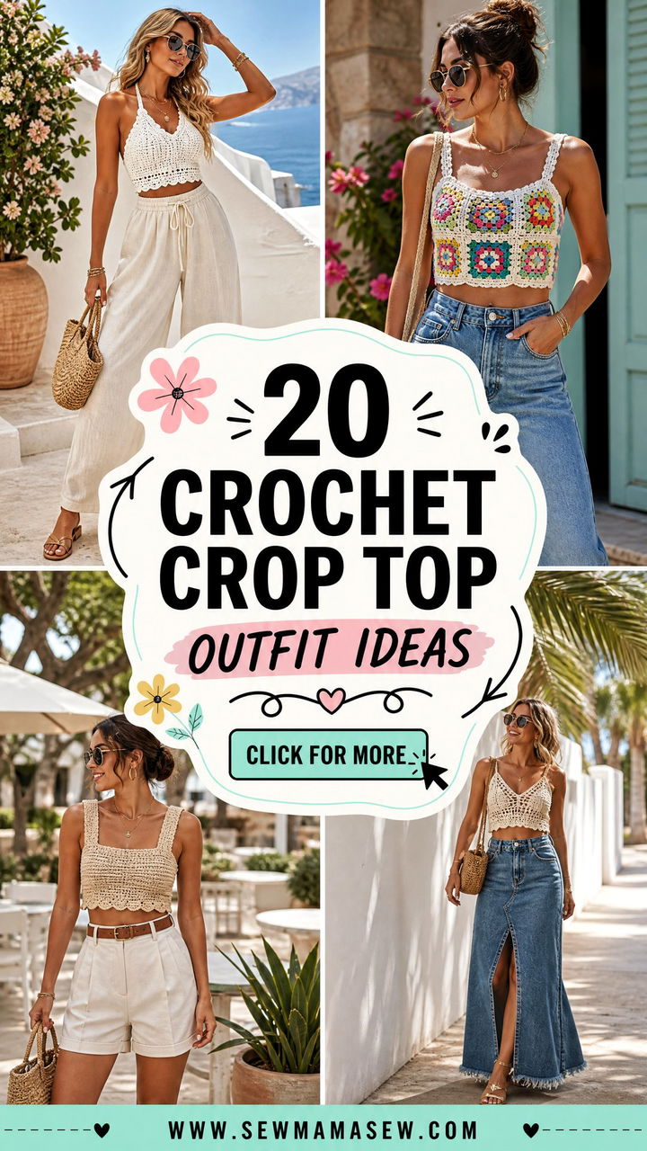 20 Crochet Crop Top Outfit Ideas for a Breezy Vacation Look - 20 Crochet Crop Top Outfit Ideas for a Breezy Vacation Look