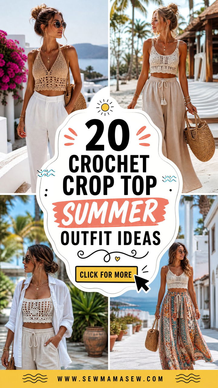 20 Crochet Crop Top Summer Outfit Ideas for Dreamy Beach Days - 20 Crochet Crop Top Summer Outfit Ideas for Dreamy Beach Days