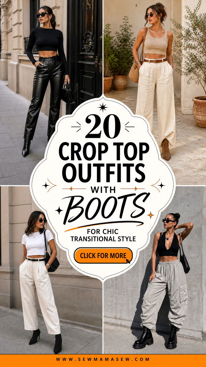 20 Crop Top Outfits With Boots for Chic Transitional Style - 20 Crop Top Outfits With Boots for Chic Transitional Style